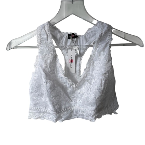 Cosabella Never say never Racie racer back bralette lace white 1X NWT - Picture 4 of 9